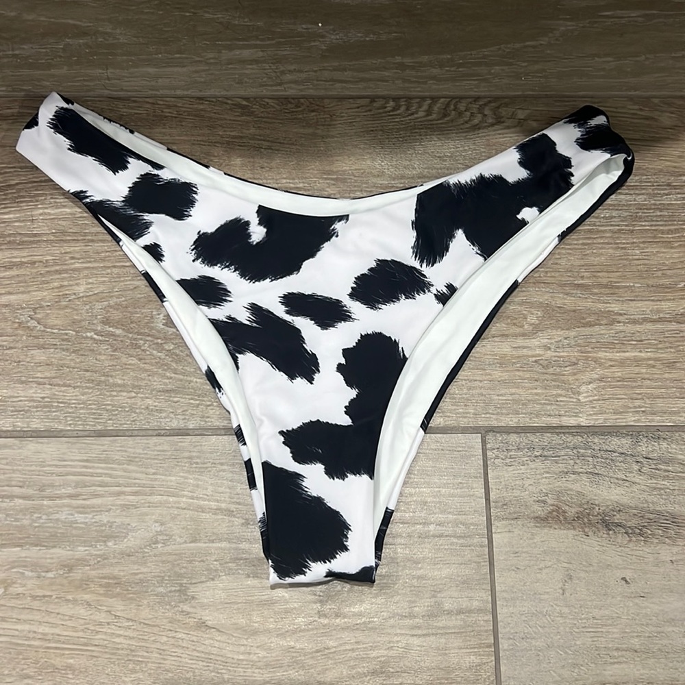 Cowprint black and white bikini bottoms